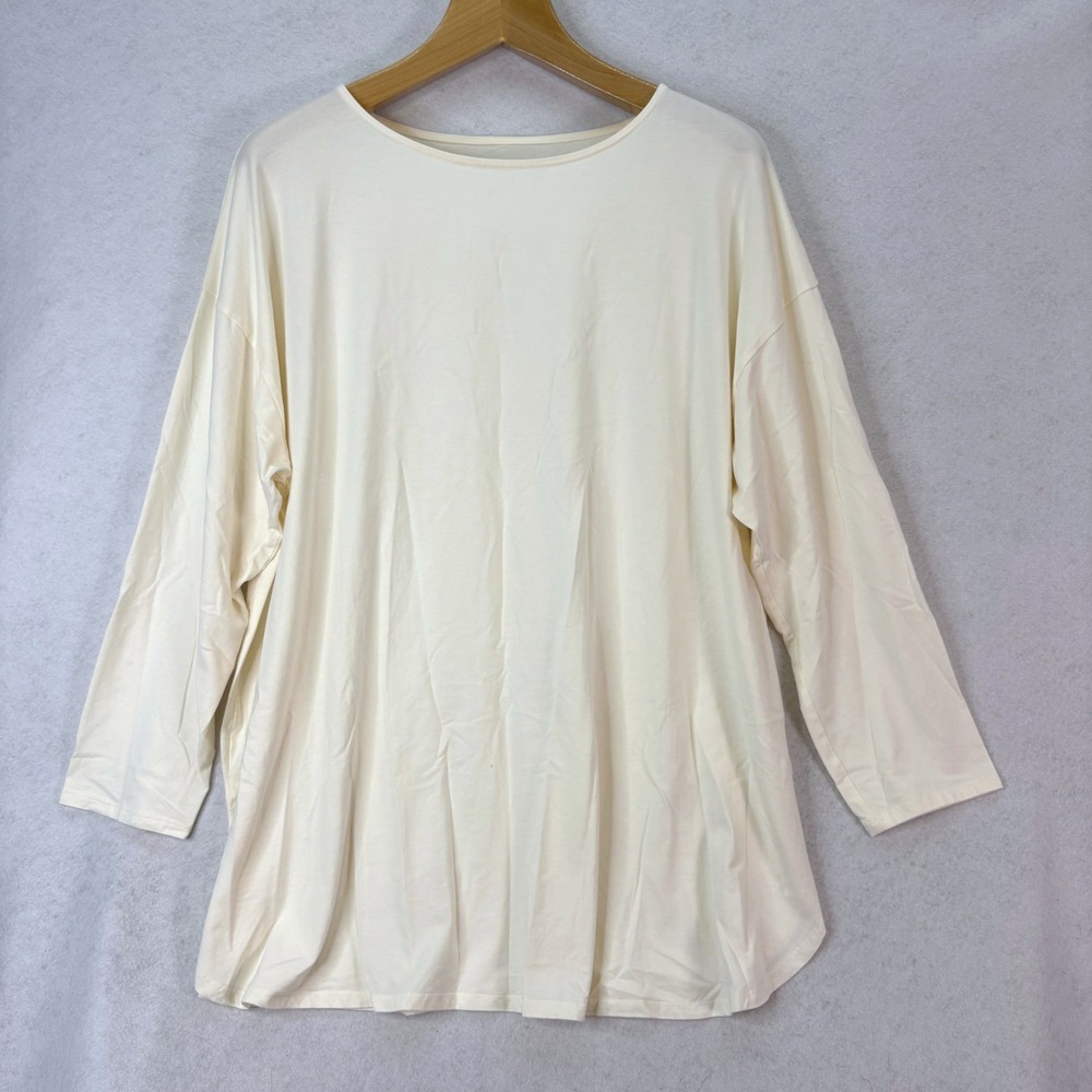 J. Jill Luxe Supima Cotton Modal Cream Tunic Top Women 3X Minimalist Relaxed